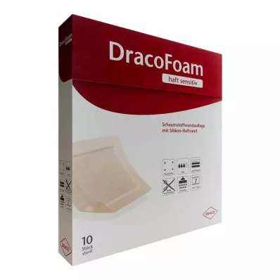 DRACOFOAM Adhesive Sensitive Foam Wound Stick 5x5 cm, 10 gab DRACOFOAM Adhesive Sensitive Foam Wound Stick 5x5 cm, 10 gab