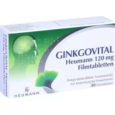 GINKGOVITAL Heumann 120 mg apvalkotās tabletes, 30 gab