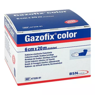 Gazofix krāsu fiksējošs pārsējs saliedēts 6 cmx20 m zils, 1 gab Gazofix krāsu fiksējošs pārsējs saliedēts 6 cmx20 m zils, 1 gab