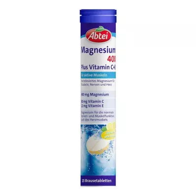 ABTEI Magnijs 400 Plus C+E vitamīns, putojošas tabletes, 15 gab ABTEI Magnijs 400 Plus C+E vitamīns, putojošas tabletes, 15 gab