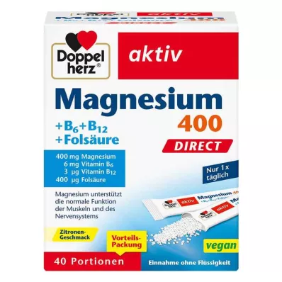 Doppelherz Magnesium + B vitamīnu tiešās granulas, 40 gab