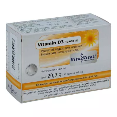 D3 vitamīns 10 000 SV kapsulas (50 kapsulas)