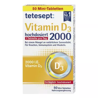 TETESEPT D3 vitamīns 2000 apvalkotās tabletes, 50 gab TETESEPT D3 vitamīns 2000 apvalkotās tabletes, 50 gab
