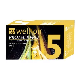 WELLION PROTECT PRO Drošības adatas 30 G 5 mm, 100 gab