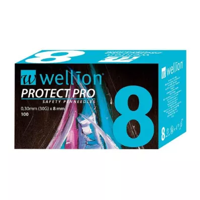 Wellion Protect Pro drošības pildspalvu adatas 30 G 8 mm, 100 gab Wellion Protect Pro drošības pildspalvu adatas 30 G 8 mm, 100 gab