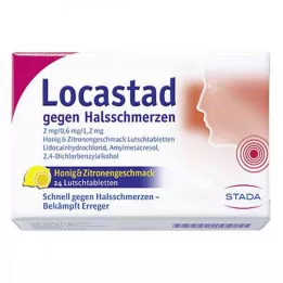 LOCASTAD pret kakla sāpēm Medus-citrons Lut.-T., 24 gab