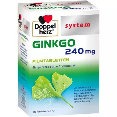 DOPPELHERZ Ginkgo 240 mg sistēmas apvalkotās tabletes, 120 gab