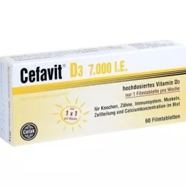 CEFAVIT D3 7000 I.U. apvalkotās tabletes, 60 gab
