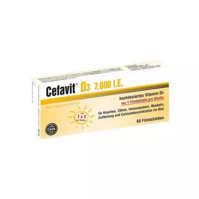 CEFAVIT D3 7000 I.U. apvalkotās tabletes, 60 gab CEFAVIT D3 7000 I.U. apvalkotās tabletes, 60 gab