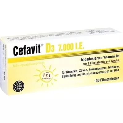 CEFAVIT D3 7000 I.U. apvalkotās tabletes, 100 gab