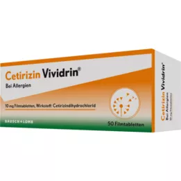 CETIRIZIN Vividrin 10 mg apvalkotās tabletes, 50 gab