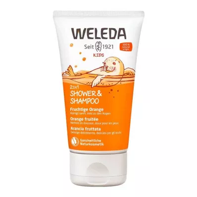 Weleda Kids 2in1 duša & Šampūns augļu oranžs, 150 ml Weleda Kids 2in1 duša & Šampūns augļu oranžs, 150 ml
