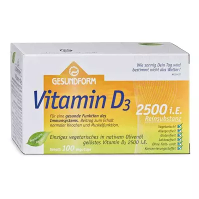GESUNDFORM D3 vitamīns 2500 I.U. Vega-Caps, 100 gab