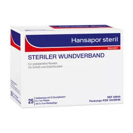 HANSAPOR sterila brūču pārsējs 6x7 cm, 25 gab