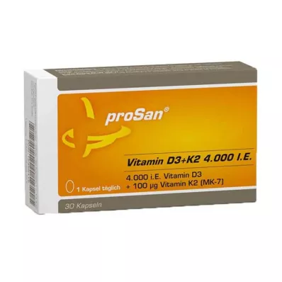 PROSAN D3+K2 vitamīns 4,000 I.U. kapsulas, 30 kapsulas PROSAN D3+K2 vitamīns 4,000 I.U. kapsulas, 30 kapsulas
