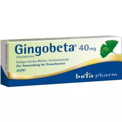 Gingobeta 40 mg apvalkotās tabletes, 30 gab