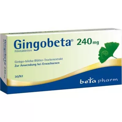 Gingobeta 240 mg apvalkotās tabletes, 30 gab