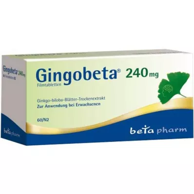 Gingobeta 240 mg apvalkotās tabletes, 60 gab