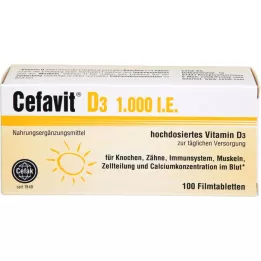 CEFAVIT D3 1000 I.U. apvalkotās tabletes, 100 gab