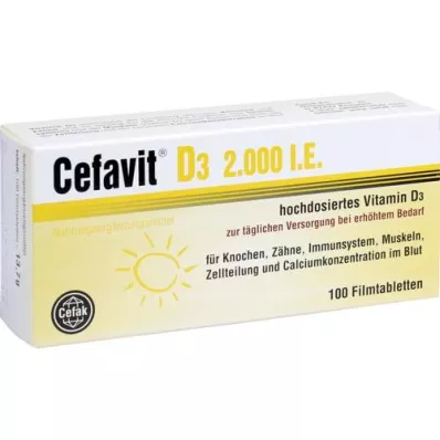 CEFAVIT D3 2000 I.U. apvalkotās tabletes, 100 gab