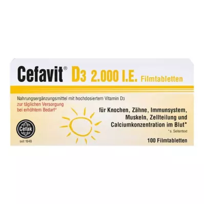 Cefavit D3 2000 SV apvalkotās tabletes, 100 gab