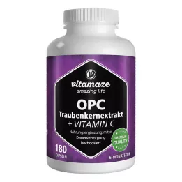 OPC TRAUBENKERNEXTRAKT augstas devas + C vitamīna kapsulas, 180 gab