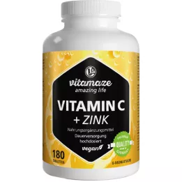 VITAMIN C 1000 mg augstas devas + cinka vegāniskās tabletes, 180 gab