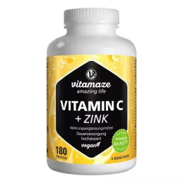 VITAMIN C 1000 mg augstas devas + cinka vegāniskās tabletes, 180 gab
