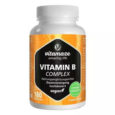 VITAMIN B COMPLEX augstas devas vegānu tabletes, 180 gab VITAMIN B COMPLEX augstas devas vegānu tabletes, 180 gab