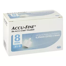 ACCU FINE Sterilas adatas insulīna pildspalvām 8 mm 31 G, 100 gab