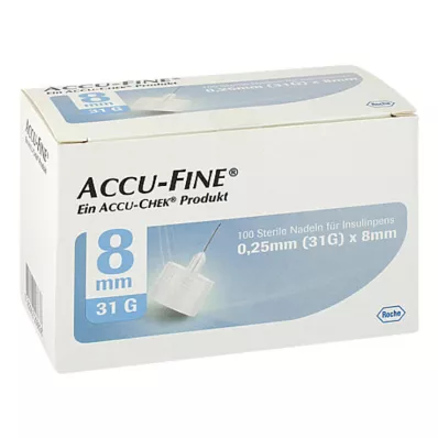 ACCU FINE Sterilas adatas insulīna pildspalvām 8 mm 31 G, 100 gab