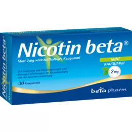 NICOTIN Beta Mint 2 mg košļājamā gumija, kas satur aktīvo vielu, 30 gab