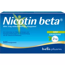 NICOTIN Beta Mint 2 mg košļājamā gumija, kas satur aktīvo vielu, 105 gab