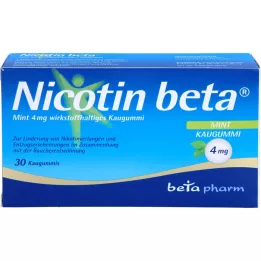 NICOTIN Beta Mint 4 mg košļājamā gumija, kas satur aktīvo vielu, 30 gab
