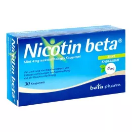 NICOTIN Beta Mint 4 mg košļājamā gumija, kas satur aktīvo vielu, 30 gab