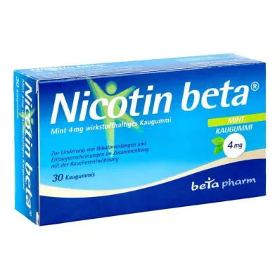 NICOTIN Beta Mint 4 mg košļājamā gumija, kas satur aktīvo vielu, 30 gab NICOTIN Beta Mint 4 mg košļājamā gumija, kas satur aktīvo vielu, 30 gab