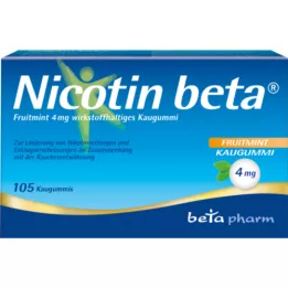 NICOTIN beta Fruitmint 4 mg košļājamā gumija, kas satur aktīvo vielu, 105 gab