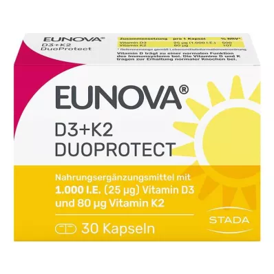 Eunova Duoprotect D3 + K2 1000 SV / 80 µg kapsulas, 30 gab Eunova Duoprotect D3 + K2 1000 SV / 80 µg kapsulas, 30 gab