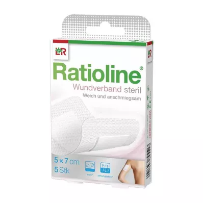 RATIOLINE Brūču pārsējs 7x5 cm sterils, 5 gab RATIOLINE Brūču pārsējs 7x5 cm sterils, 5 gab