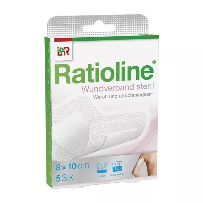 RATIOLINE Brūču pārsējs 10x8 cm sterils, 5 gab RATIOLINE Brūču pārsējs 10x8 cm sterils, 5 gab