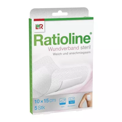 RATIOLINE Brūču pārsējs 15x10 cm sterils, 5 gab RATIOLINE Brūču pārsējs 15x10 cm sterils, 5 gab