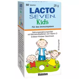 LACTO SEVEN Kids zemeņu un aveņu garšas tabletes, 50 gab