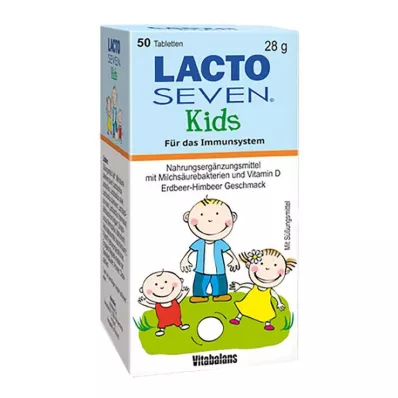 LACTO SEVEN Kids zemeņu un aveņu garšas tabletes, 50 gab LACTO SEVEN Kids zemeņu un aveņu garšas tabletes, 50 gab