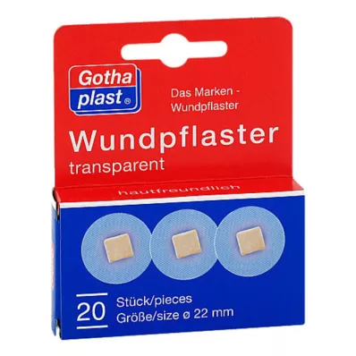 GOTHAPLAST Zāļu plāksteri 2,2 cm caurspīdīgi, 20 gab GOTHAPLAST Zāļu plāksteri 2,2 cm caurspīdīgi, 20 gab