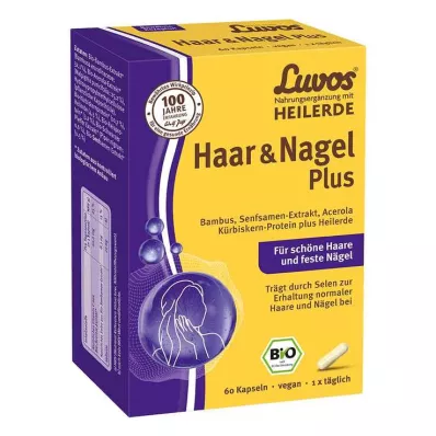 LUVOS Ārstnieciskais māls Organic Hair & Nail Plus kapsulas, 60 kapsulas LUVOS Ārstnieciskais māls Organic Hair & Nail Plus kapsulas, 60 kapsulas
