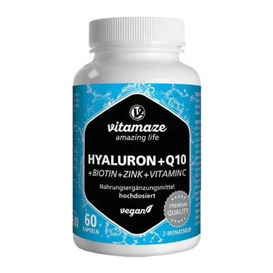 Hialuronskābe 200 mg liela deva + Koenzīms Q10 vegānas kapsulas, 60 gab