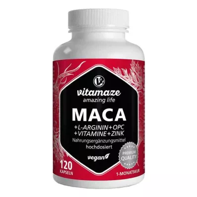 MACA 10:1 augstas devas+L-arginīns+OPC+Vit.vegan Kps., 120 gab MACA 10:1 augstas devas+L-arginīns+OPC+Vit.vegan Kps., 120 gab