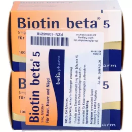 BIOTIN BETA 5 tabletes, 200 gab