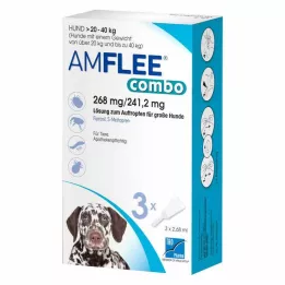 AMFLEE combo 268/241,2mg Lsg.z.Auf.f.Hunde 20-40kg, 3 gab
