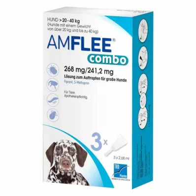 AMFLEE combo 268/241,2mg Lsg.z.Auf.f.Hunde 20-40kg, 3 gab